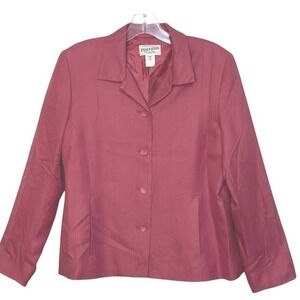 Pendleton Petite Blazer Silk Wool Herringbone Button Front Pink Quiet Luxury 12P